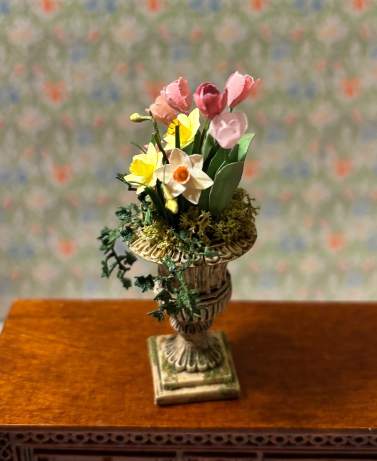 Dollhouse Miniature Spring Planter - Hyacinth Handcrafted