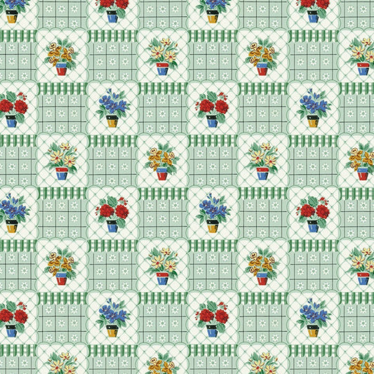 Bradbury and Bradbury Dollhouse Wallpaper - Flower Pots