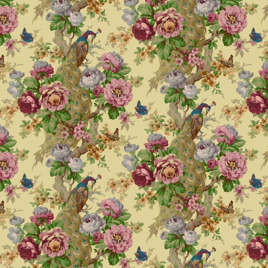 Bradbury and Bradbury Dollhouse Wallpaper - Peacock and Rose