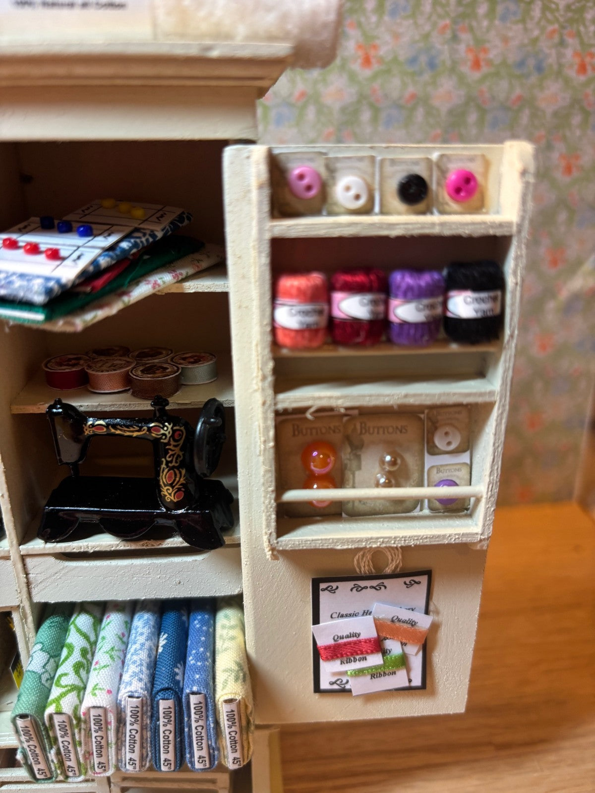 Dollhouse Miniature Handcrafted Sewing Cabinet #2 Loaded with Accessories