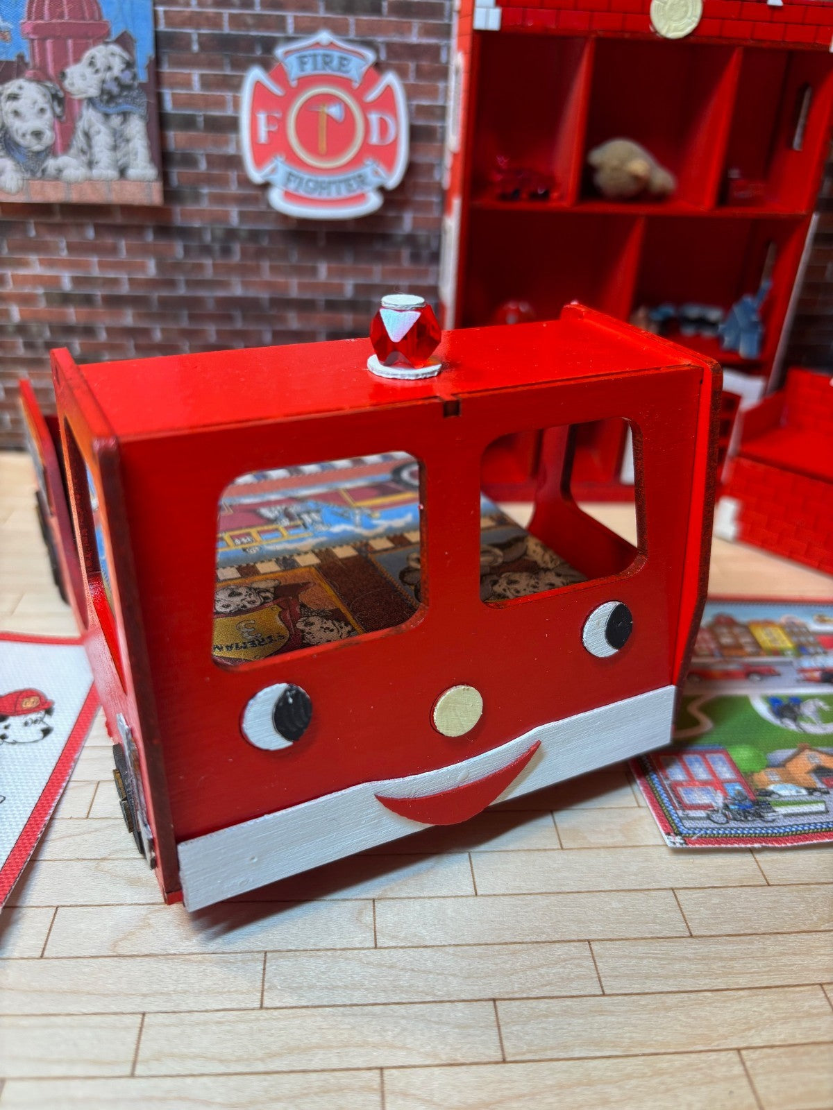 Dollhouse Miniature Handcrafted Firetruck Bedroom