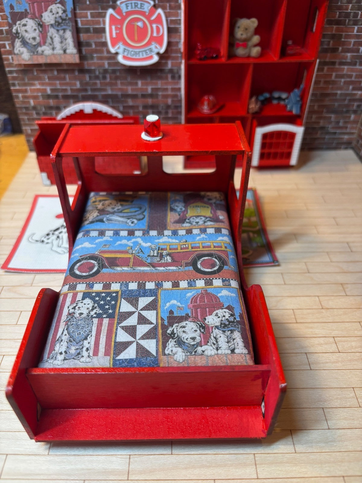 Dollhouse Miniature Handcrafted Firetruck Bedroom