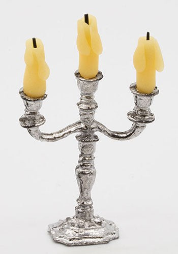 Dollhouse Miniature 3 Candle Stand with Off-White Candles Artisan Made