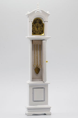 Grandfather Clock in White - Dollhouse Miniature