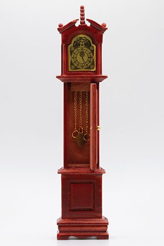 Grandfather Clock in Mahogany - Dollhouse Miniature