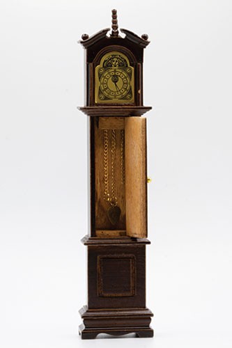 Grandfather Clock in Walnut - Dollhouse Miniature