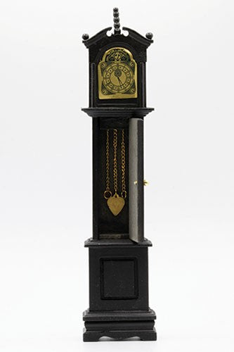 Grandfather Clock in Black - Dollhouse Miniature