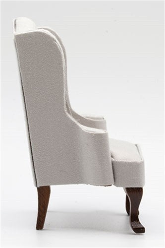 Dollhouse Miniature Chair, Walnut with Gray Fabric