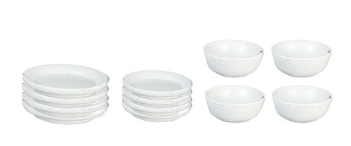 Dollhouse Miniature Set of 12 White Dishes
