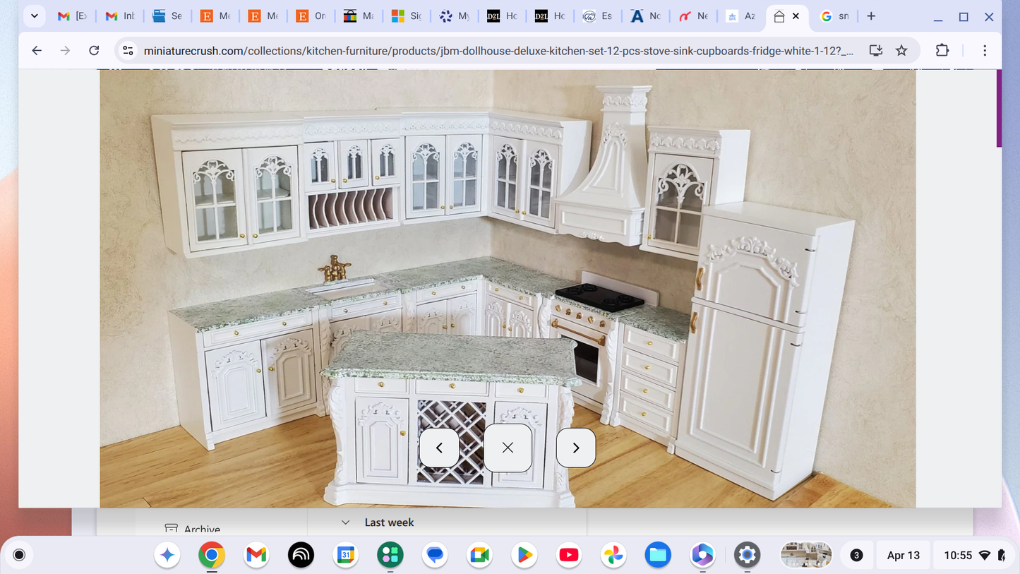 NEW! JBM Fine Miniature Deluxe Kitchen Set in White for Dollhouse