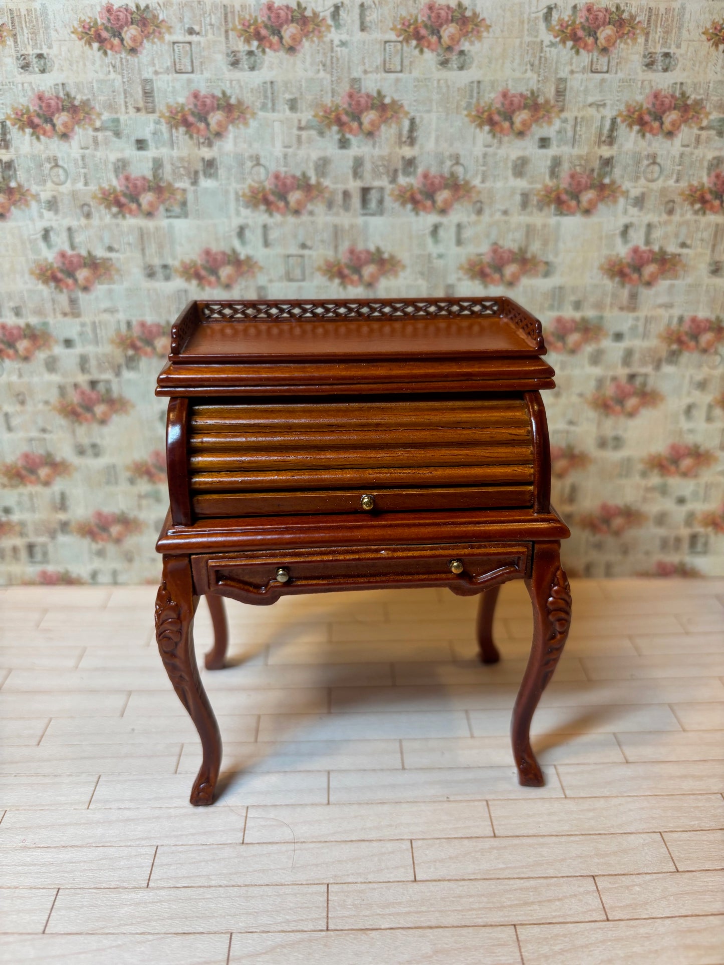 Platinum Collection - Dollhouse Miniature Rolltop Desk in Walnut