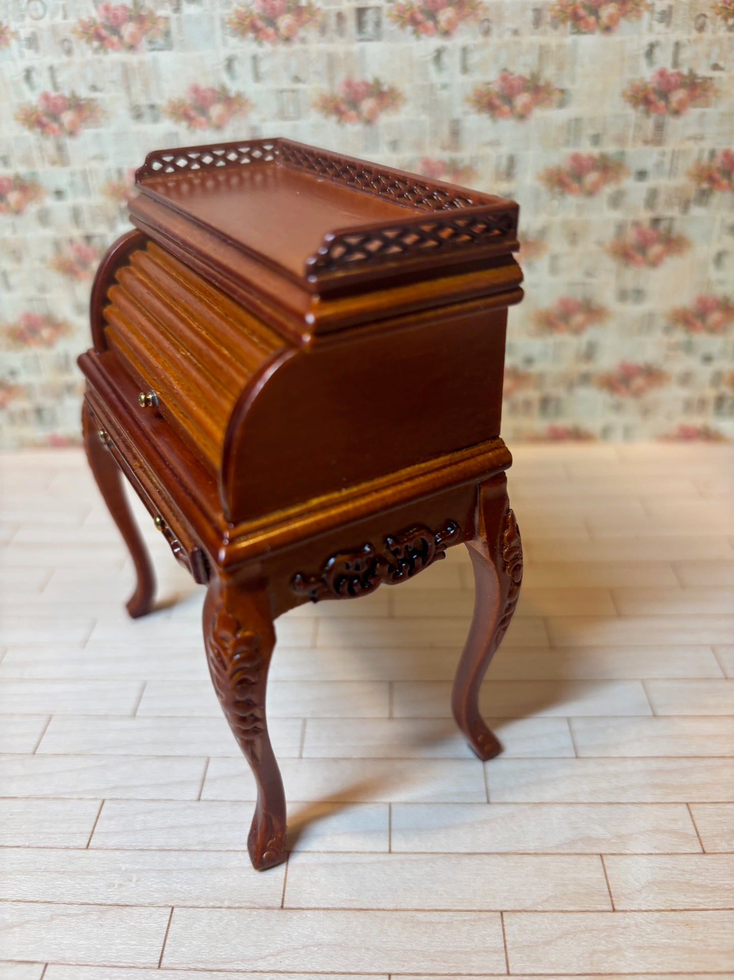 Platinum Collection - Dollhouse Miniature Rolltop Desk in Walnut