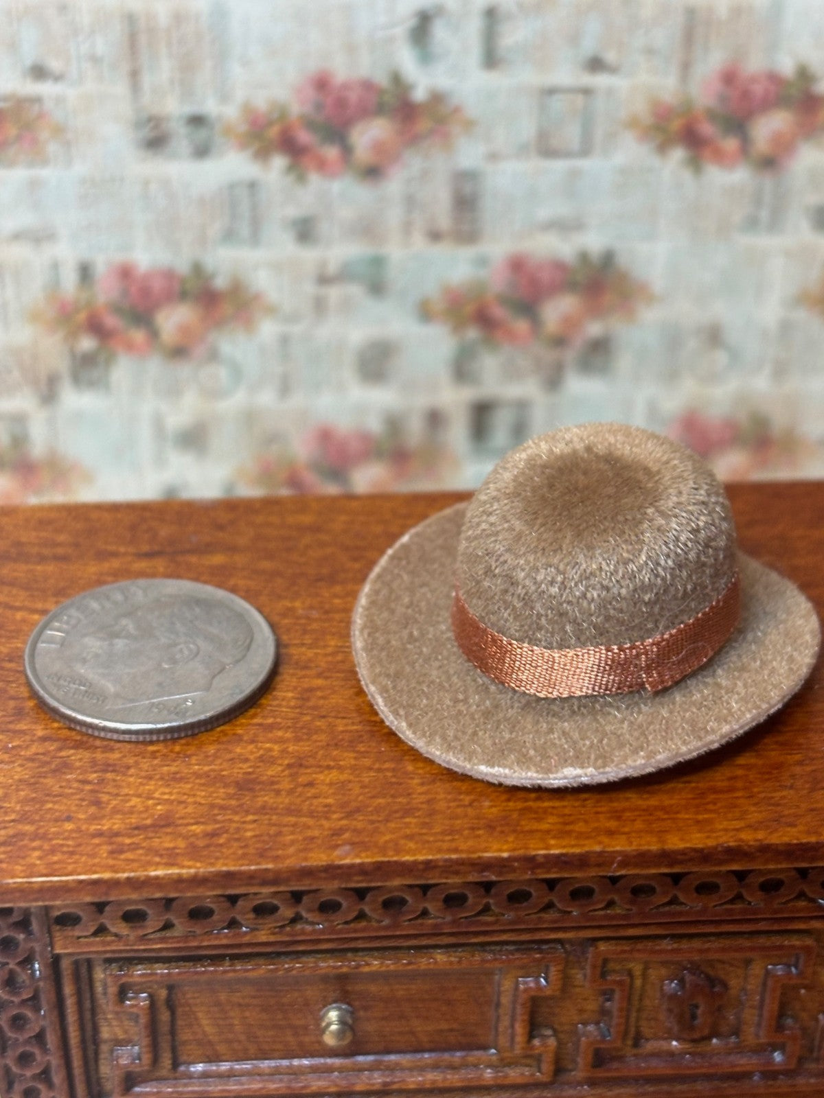 Heidi Ott Dollhouse Miniature Men's Light Brown Hat