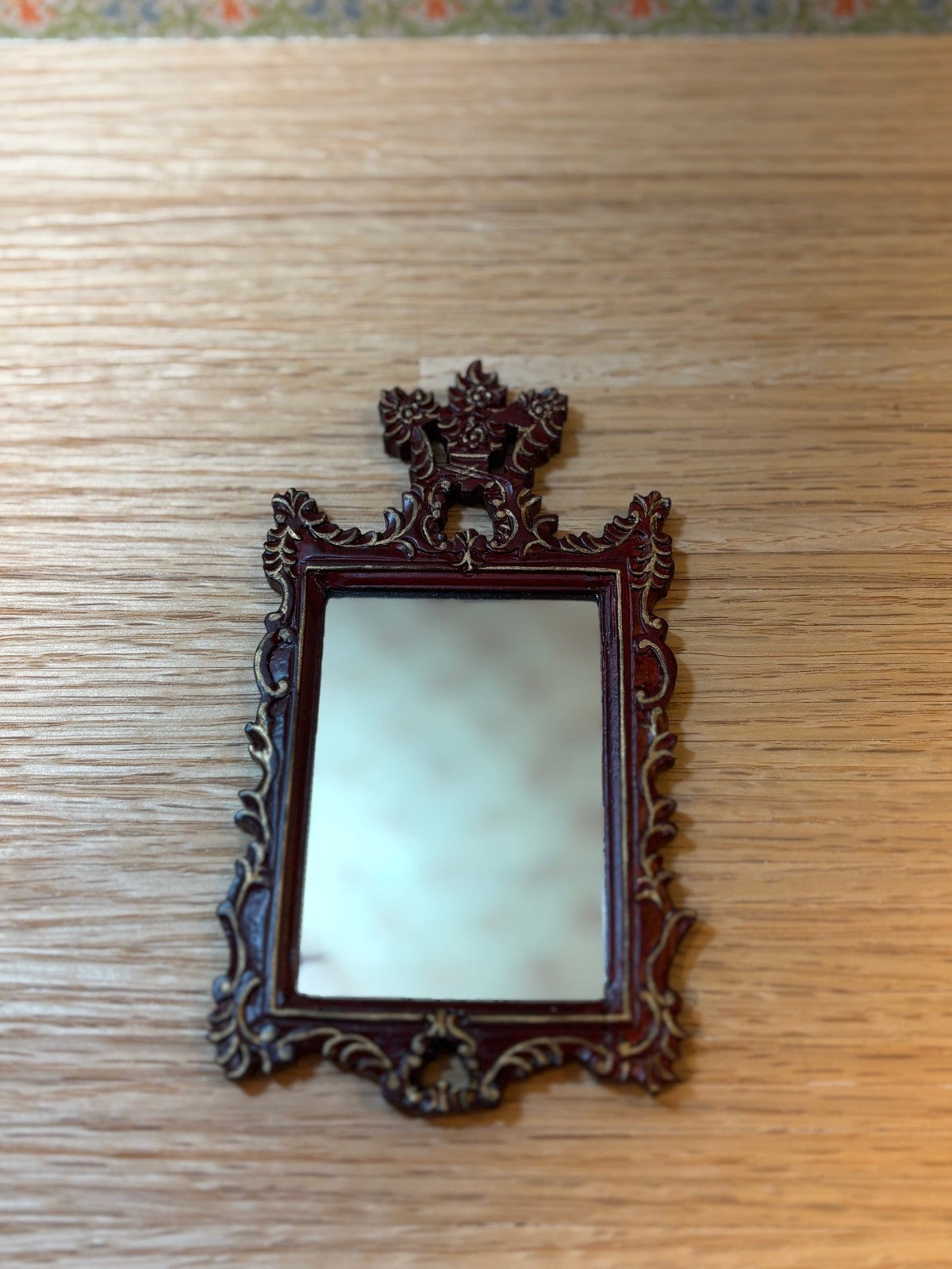 Miniature Dollhouse Ornate Walnut Mirror by Hansson