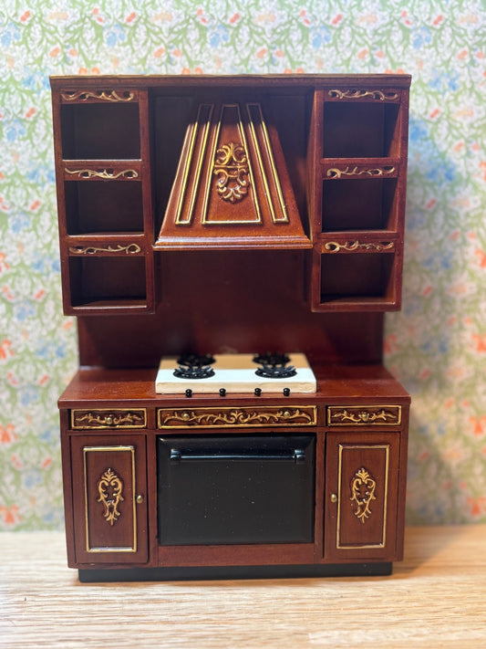 Miniature Dollhouse Mahogany Kitchen Stove by Hansson