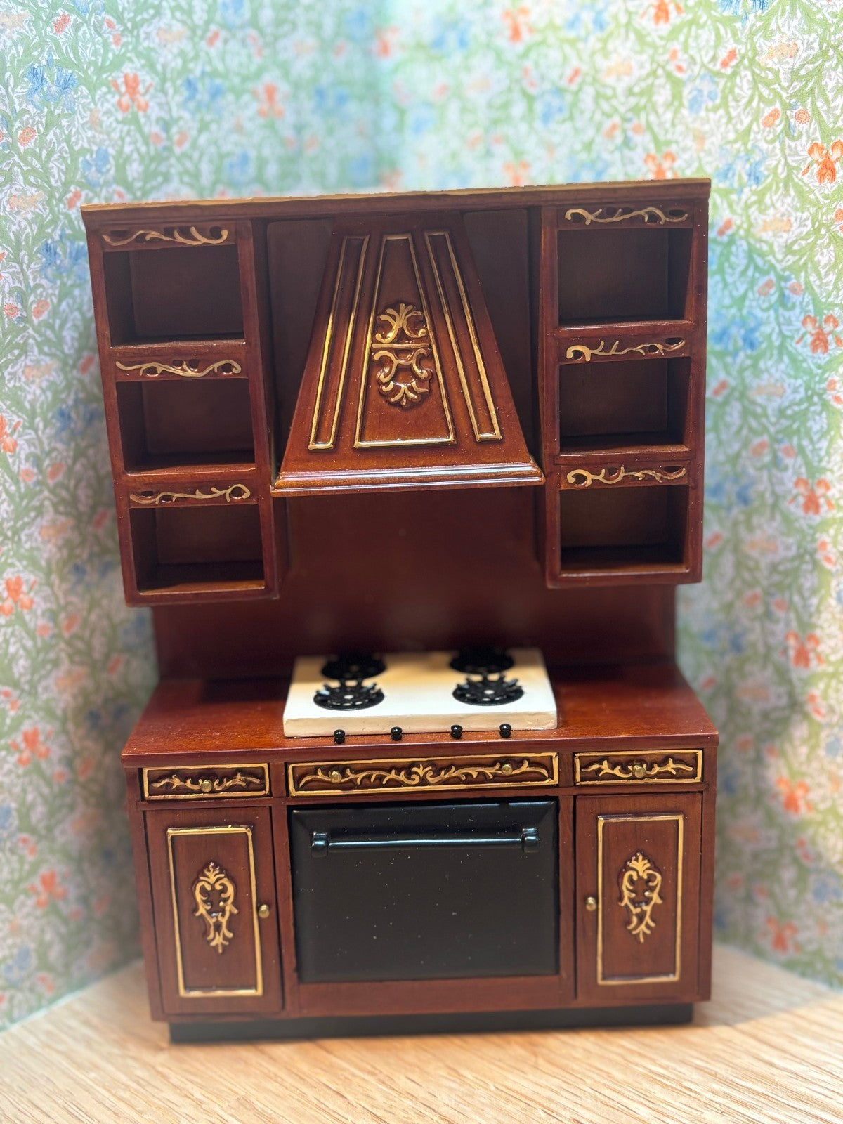 Miniature Dollhouse Mahogany Kitchen Stove by Hansson