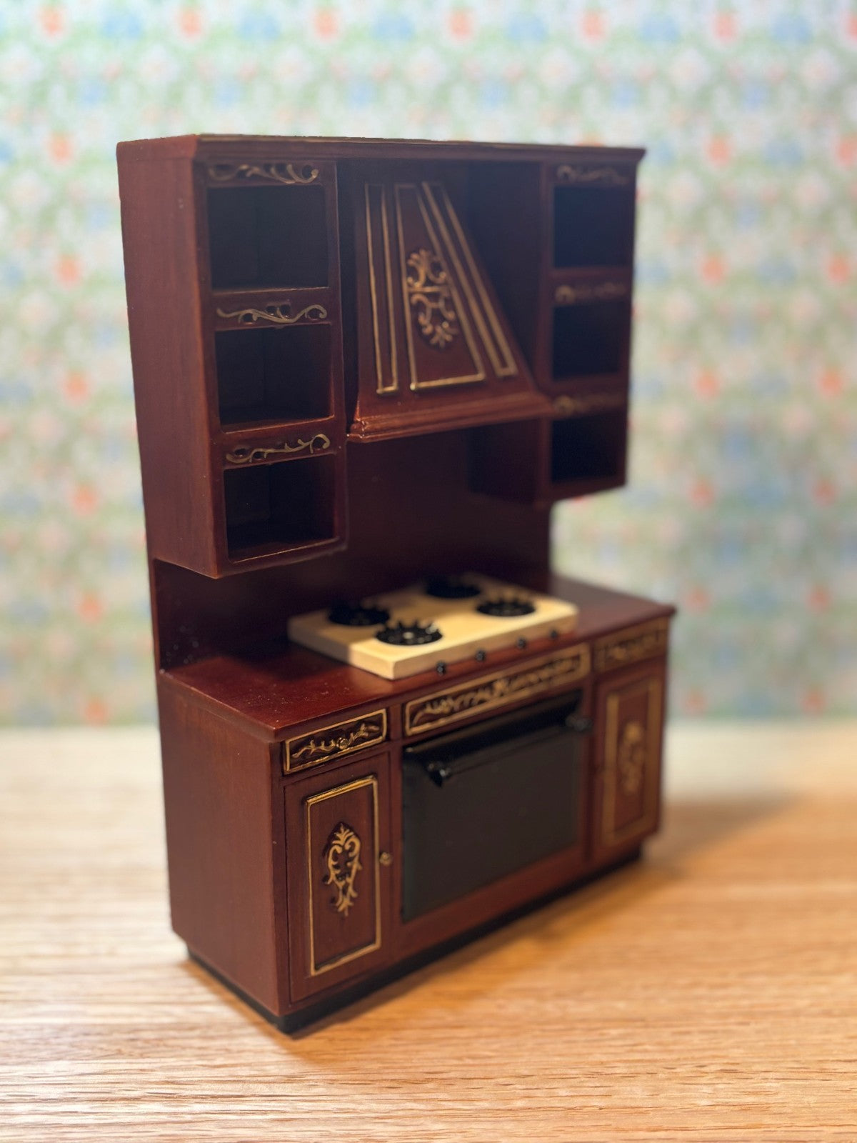 Miniature Dollhouse Mahogany Kitchen Stove by Hansson