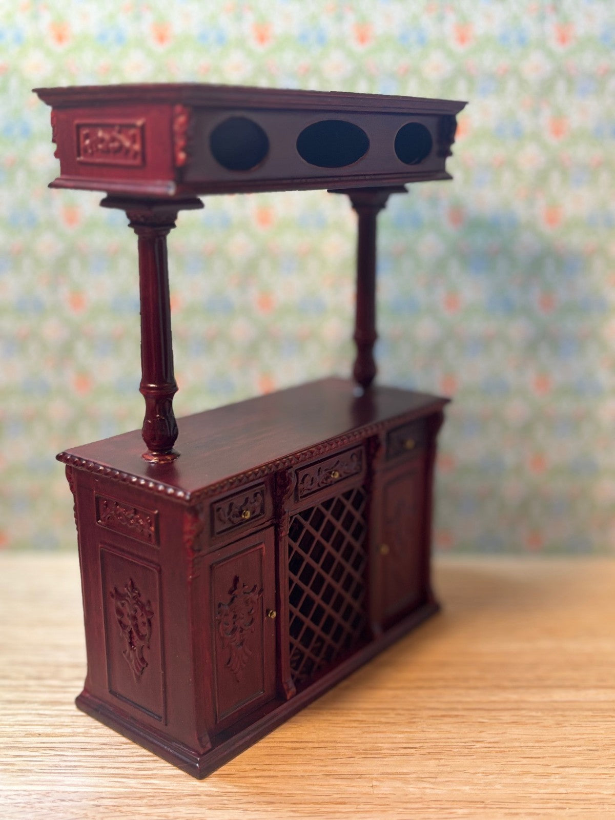 Miniature Dollhouse Mahogany Kitchen Island by Hansson