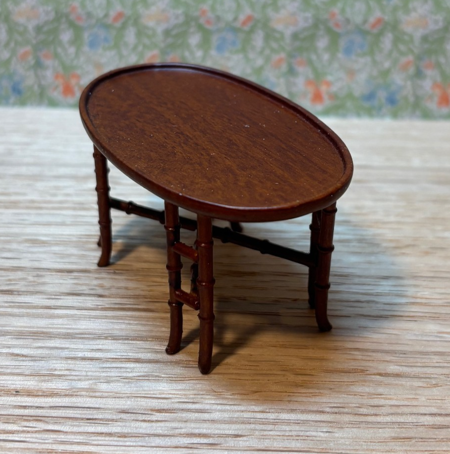 Dollhouse Miniature Oval Walnut Coffee Table by Hansson