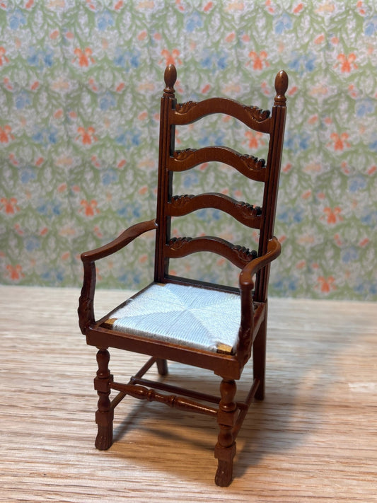 Dollhouse Miniature Walnut Ladderback Chair by Hansson