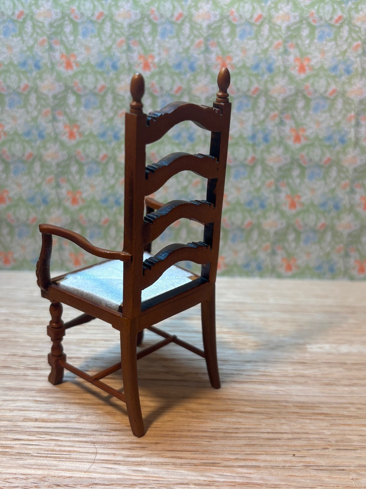 Dollhouse Miniature Walnut Ladderback Chair by Hansson
