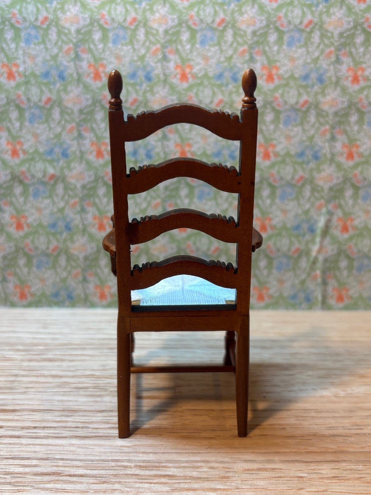 Dollhouse Miniature Walnut Ladderback Chair by Hansson