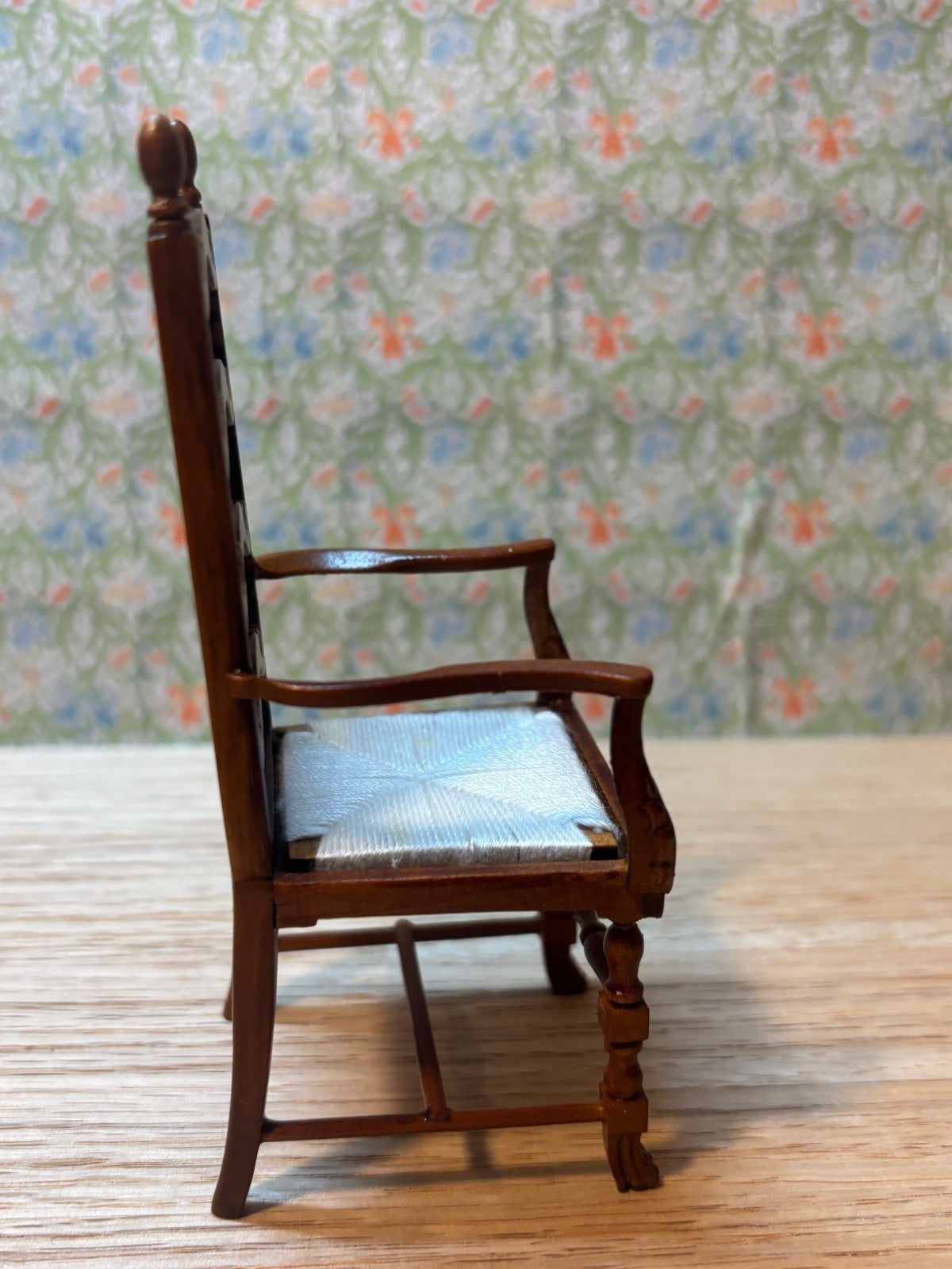 Dollhouse Miniature Walnut Ladderback Chair by Hansson