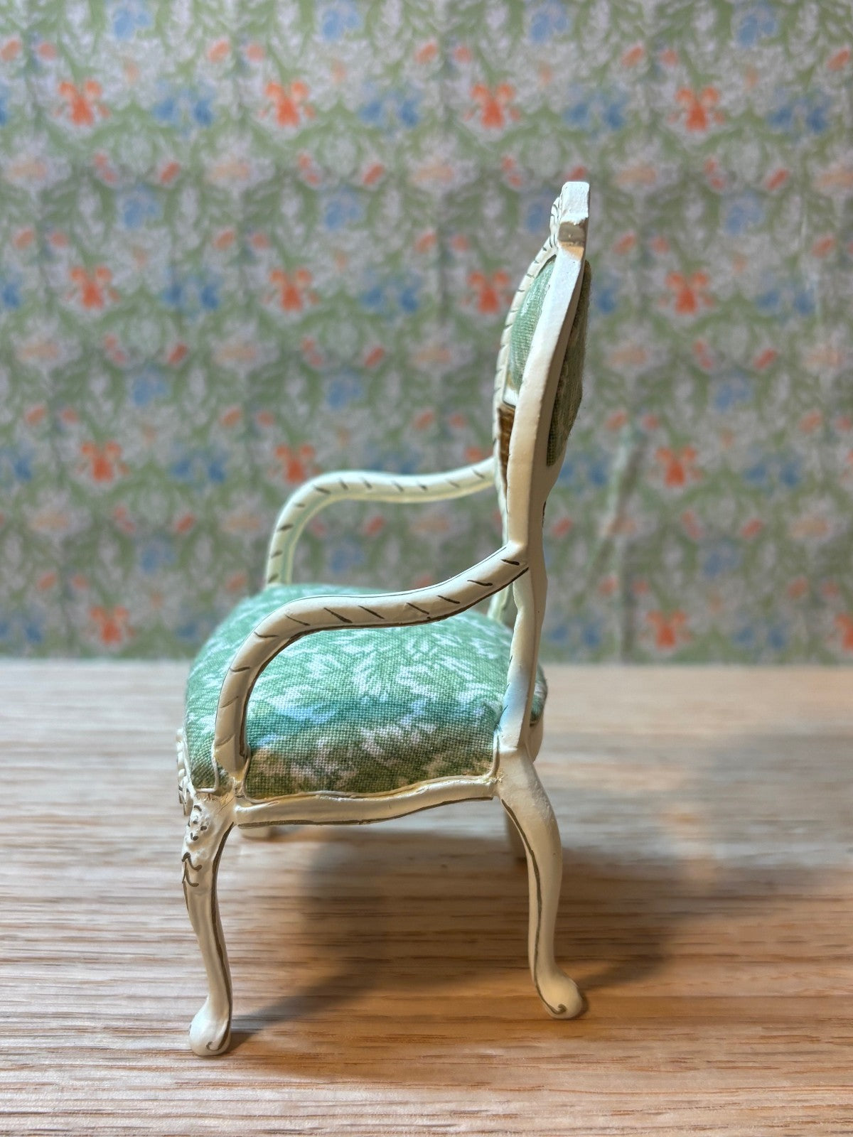 Dollhouse Miniature White Cane Back Chair by Hansson