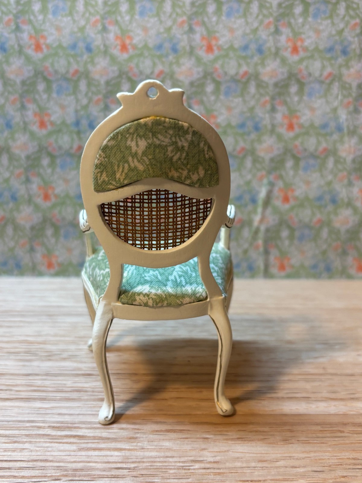 Dollhouse Miniature White Cane Back Chair by Hansson