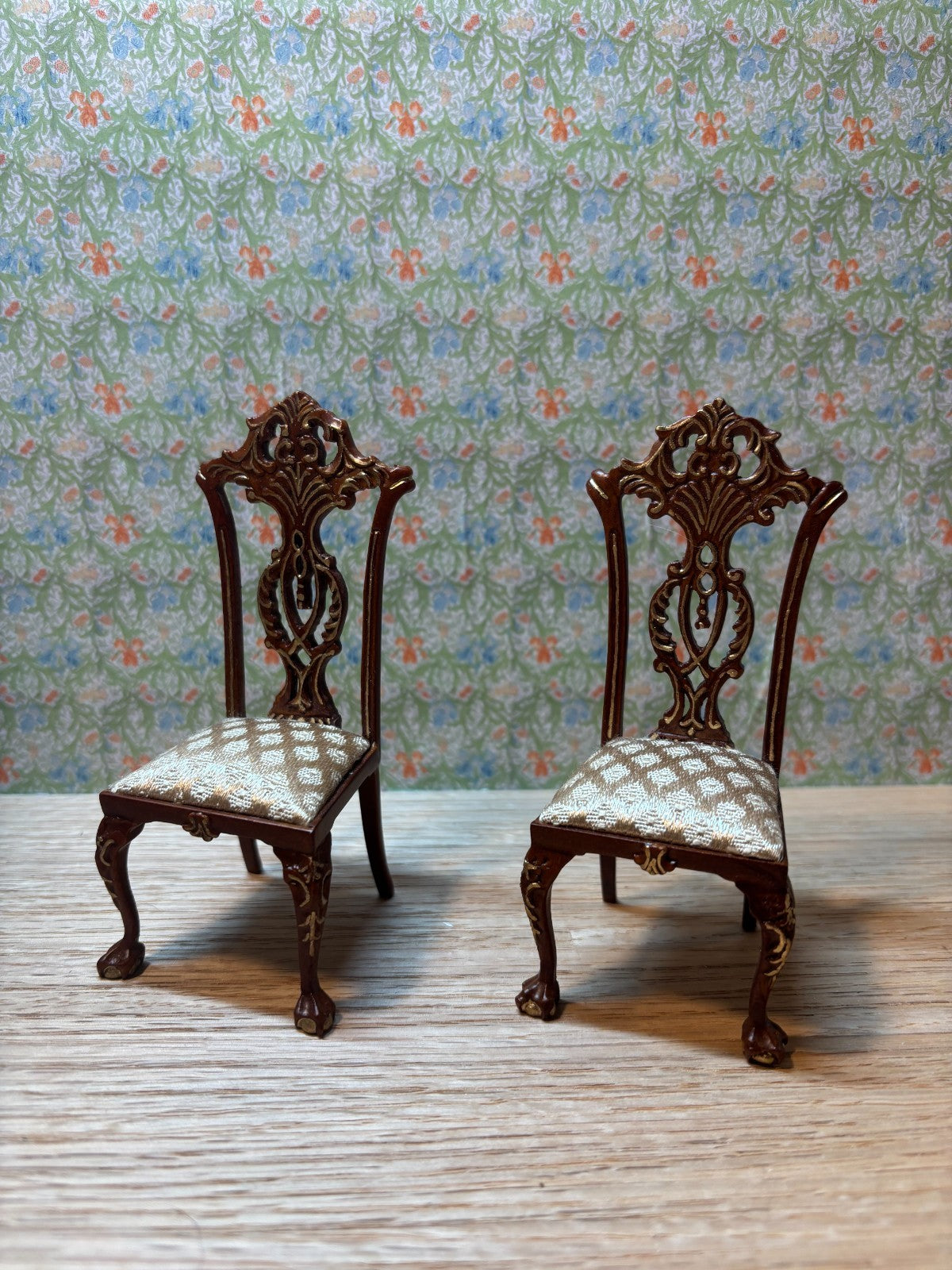 Dollhouse Miniature 6 Piece Walnut Dining Set Set by Hansson