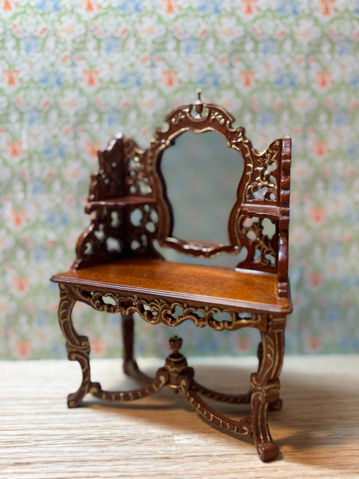Dollhouse Miniature 6 Piece Walnut Dining Set Set by Hansson