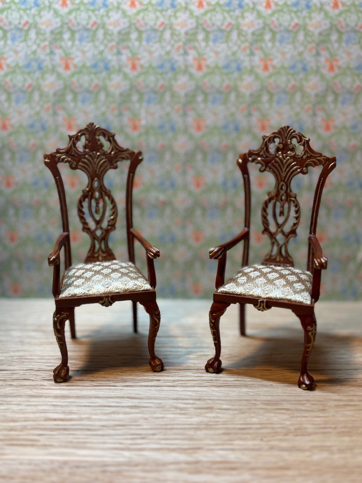Dollhouse Miniature 6 Piece Walnut Dining Set Set by Hansson