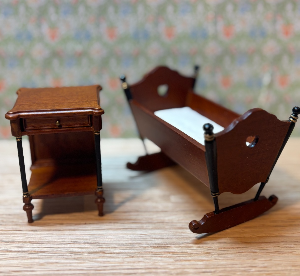 Dollhouse Miniature 6 Piece Walnut Nursery Set by Hansson