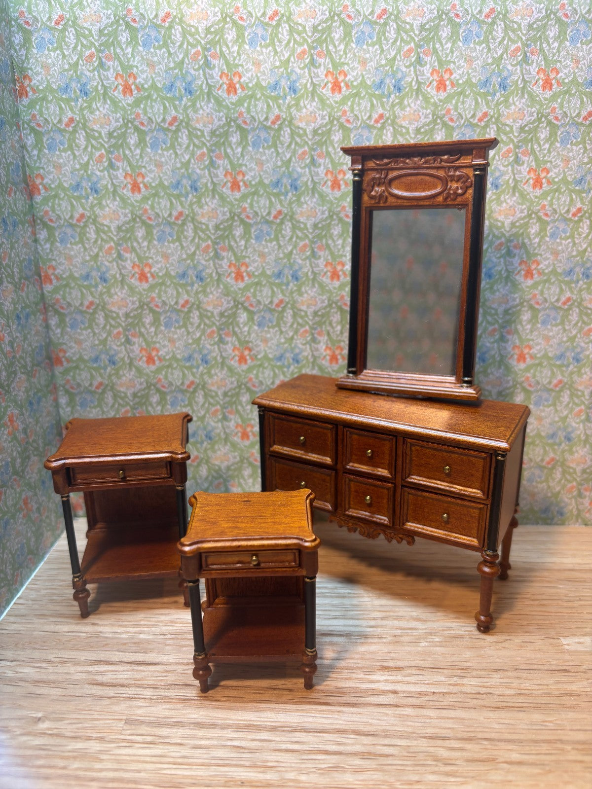 Dollhouse Miniature 6 Piece Walnut Nursery Set by Hansson
