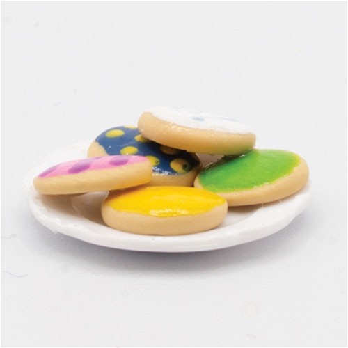 Dollhouse Miniature Easter Cookies on Dessert Plate Artisan Made