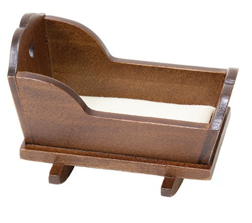 Dollhouse Miniature Walnut Rocking Cradle