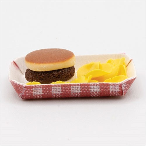 Dollhouse Miniature Hamburger with Chips Artisan Made