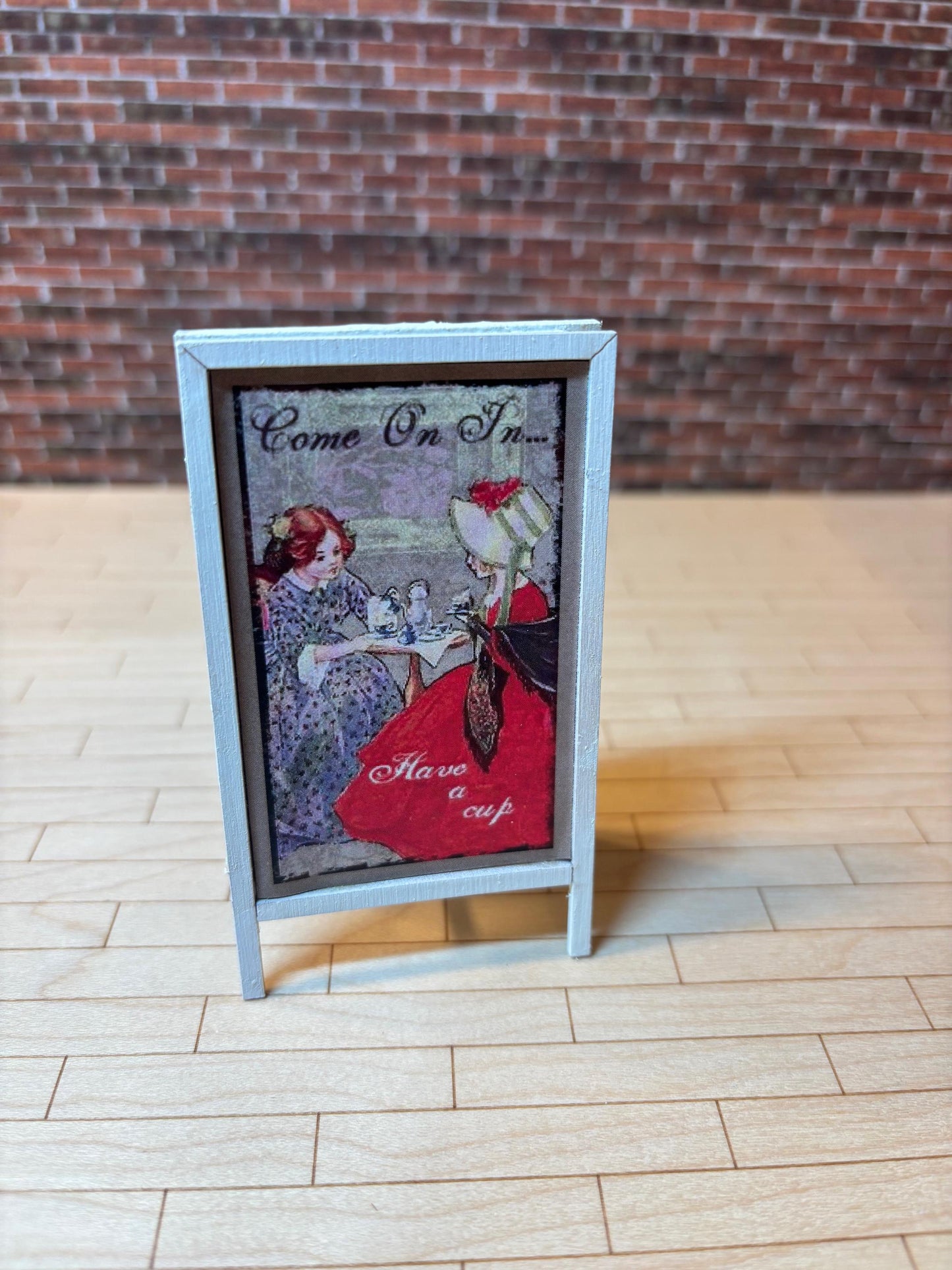 Dollhouse Miniature 2-Sided Sidewalk Sign Handcrafted