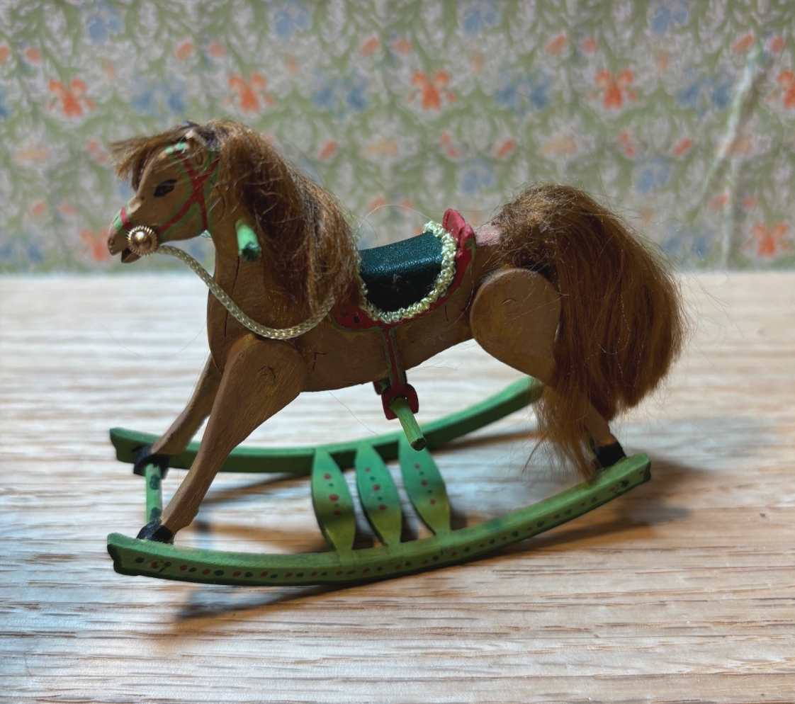 Dollhouse Miniature Handcrafted Wooden Rocking Horse