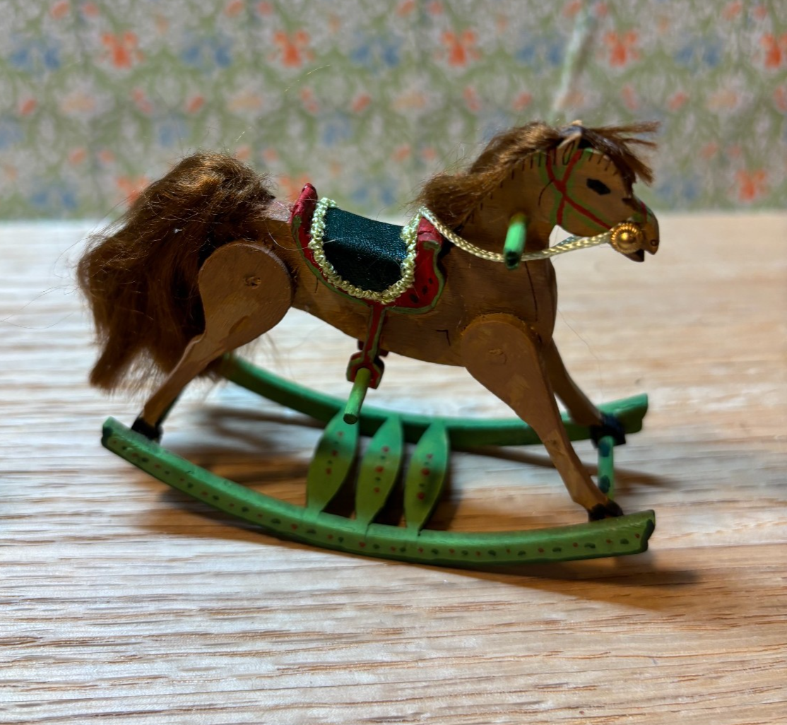 Dollhouse Miniature Handcrafted Wooden Rocking Horse