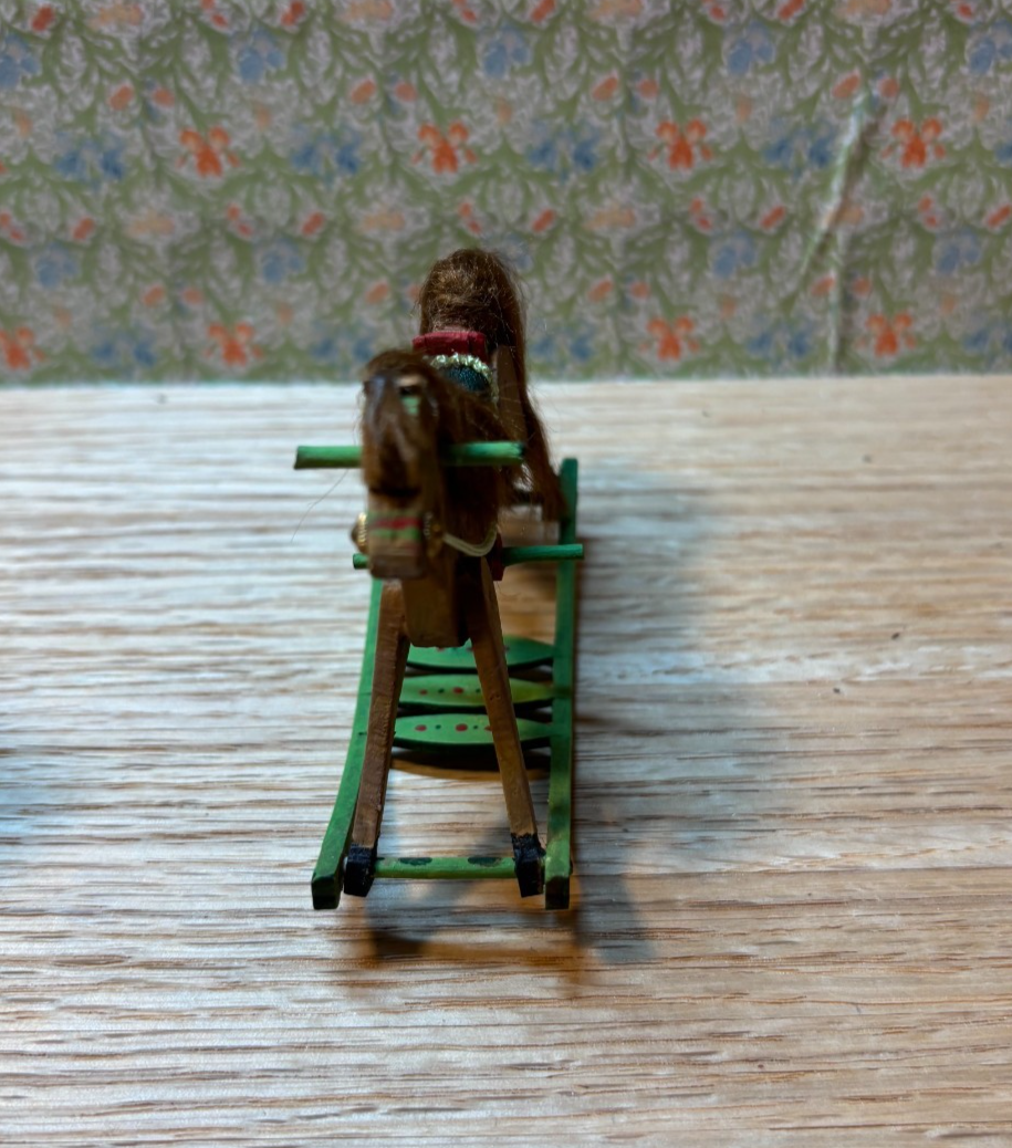Dollhouse Miniature Handcrafted Wooden Rocking Horse
