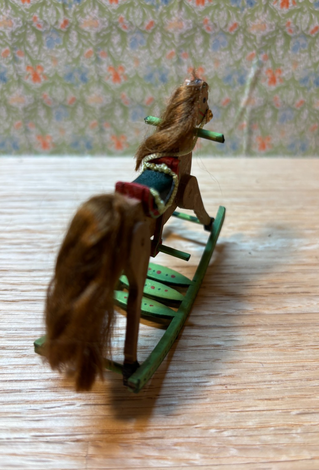 Dollhouse Miniature Handcrafted Wooden Rocking Horse