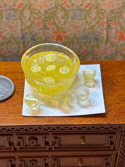 Dollhouse Miniature  Punch Set with Lemonade Handcrafted