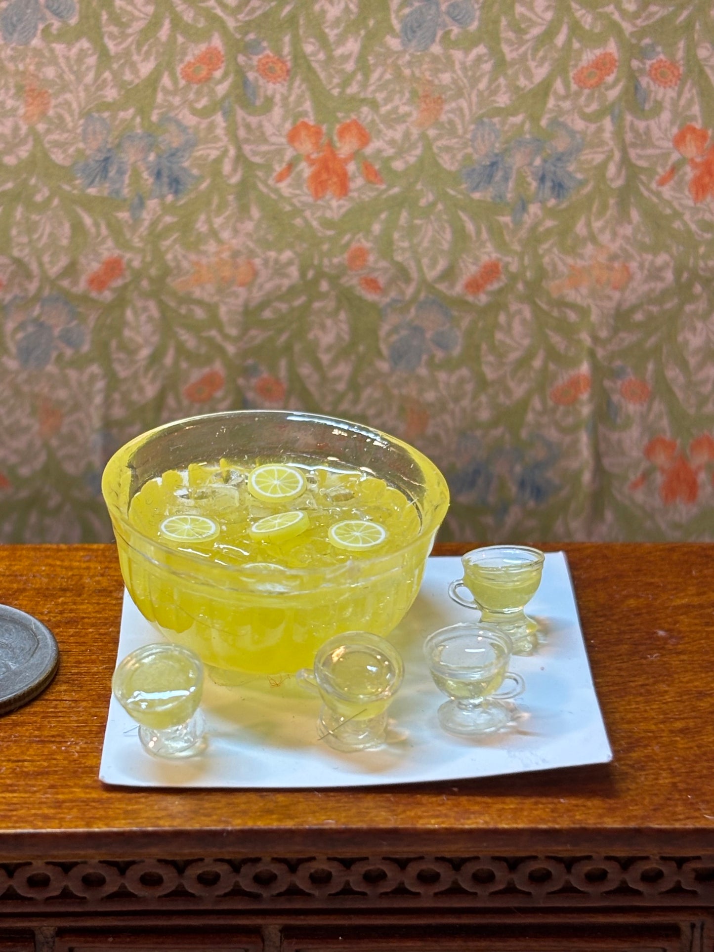 Dollhouse Miniature  Punch Set with Lemonade Handcrafted