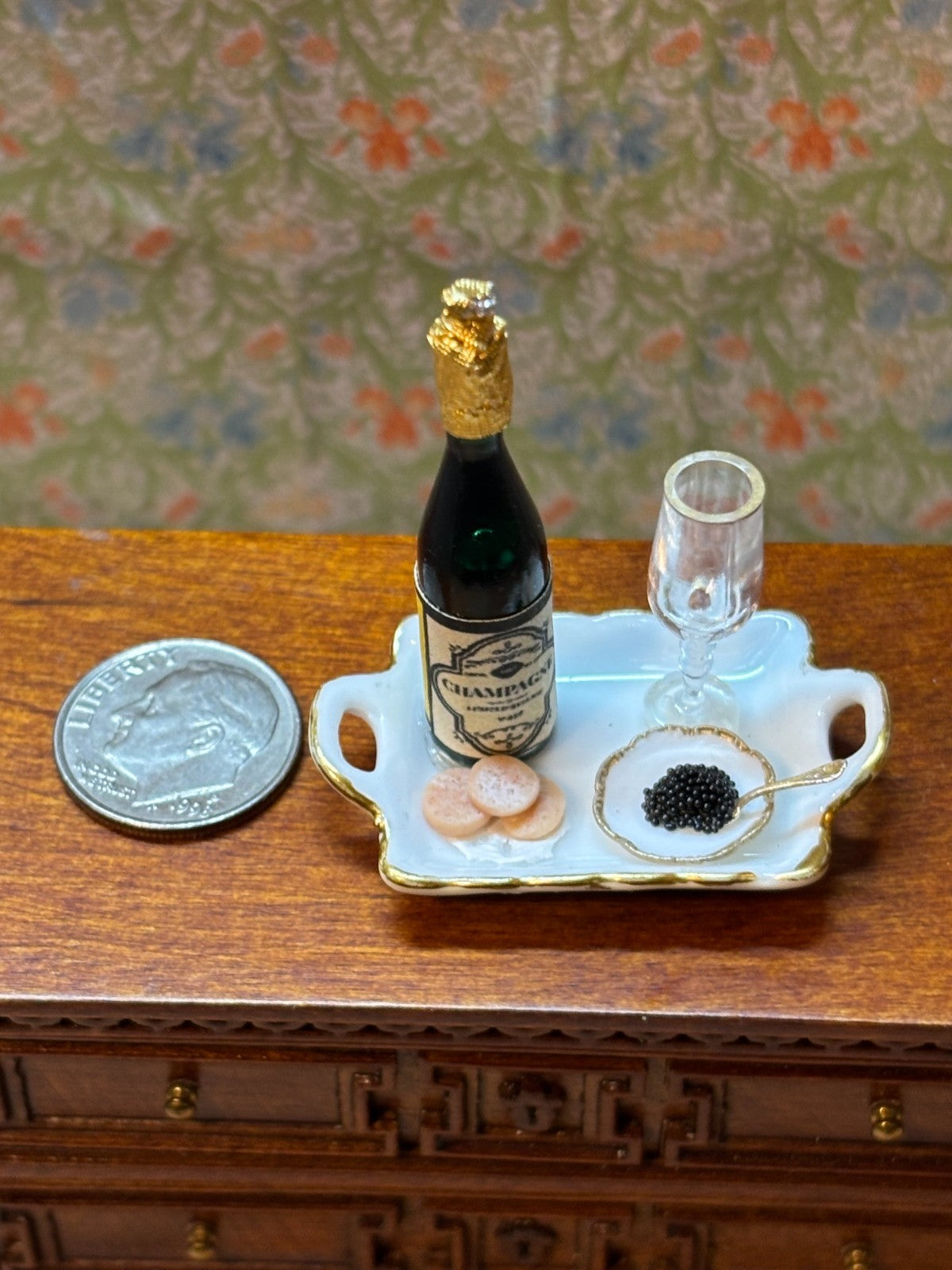 Dollhouse Miniature Caviar and Champagne by Taylor Jade