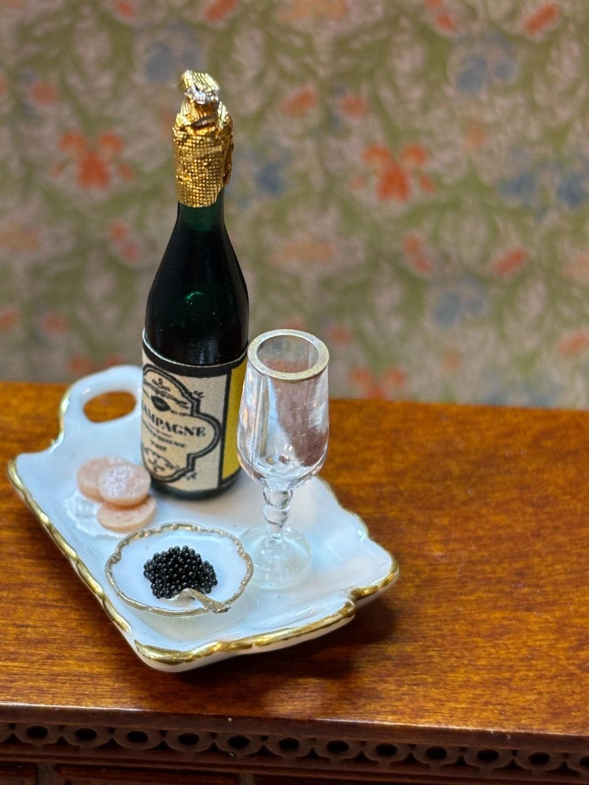 Dollhouse Miniature Caviar and Champagne by Taylor Jade