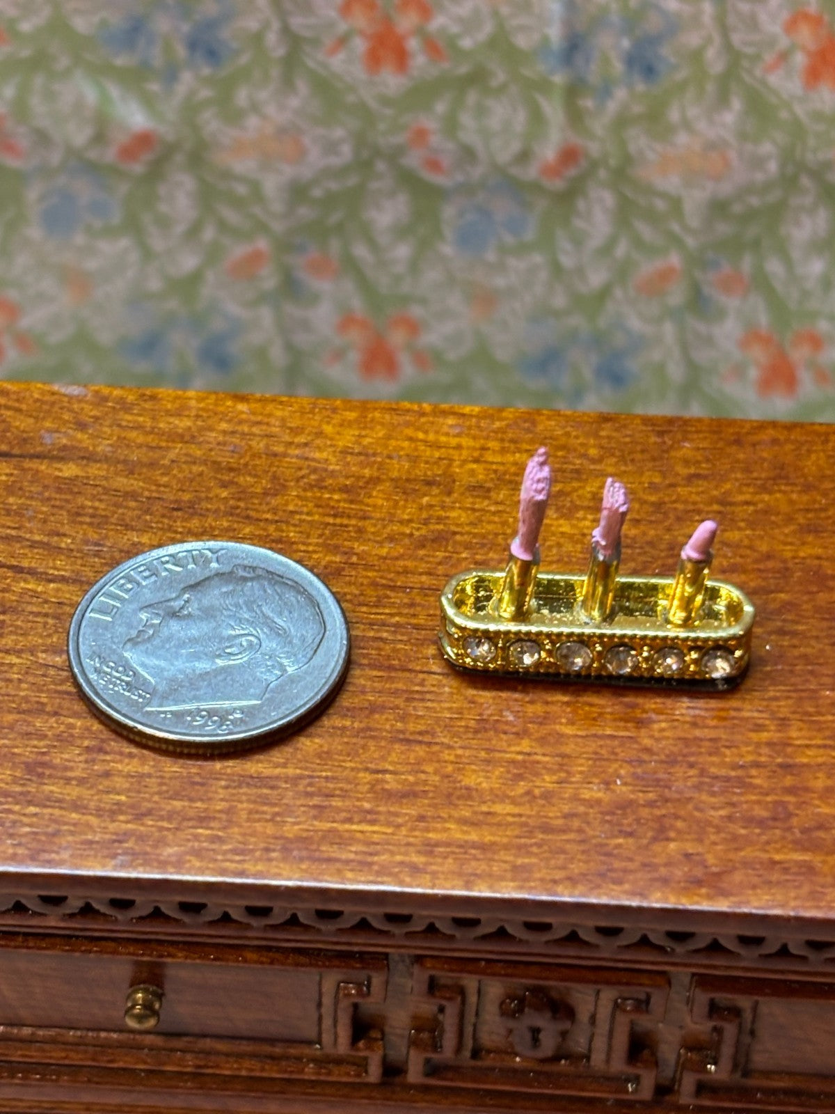 Dollhouse Miniature Lipstick Holder with Pink Lipsticks  by Taylor Jade