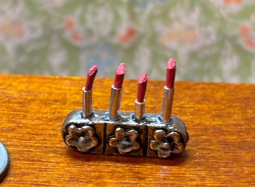 Dollhouse Miniature Lipstick Holder with Lipsticks Handcrafted by Taylor Jade