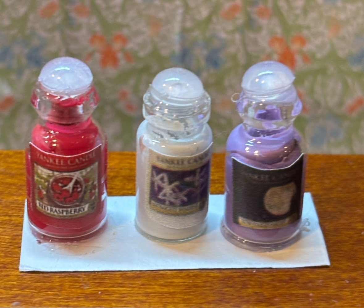 Dollhouse Miniature Yankee Candles Set #1 Handcrafted by Taylor Jade