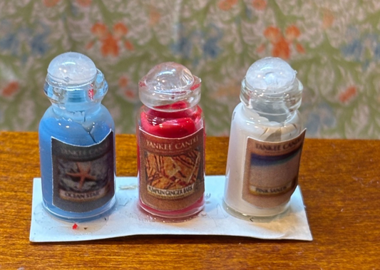 Dollhouse Miniature Yankee Candles Set #2 Handcrafted by Taylor Jade